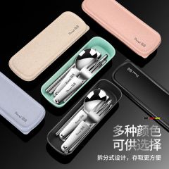 304不銹鋼戶外露營便攜式旅行折疊筷勺叉筷子套裝旅游野餐 304叉勺筷+袋子+盒子